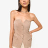 Cami NYC Zamora Strapless Suede Corset in Incense - Estilo Boutique