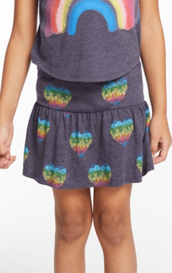 Chaser Kids All Over Hearts Skirt in Avalon - Estilo Boutique