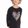 Chaser kids Glow Heart Long Sleeve in True Black - Estilo Boutique