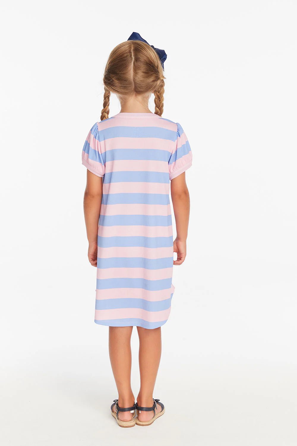 Chaser Kids Puff Sleeve Dress in Bubblegum Stripe - Estilo Boutique