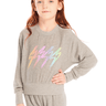 Chaser Kids Rainbow Bolts Pullover in Heather Grey
