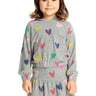 Chaser Kids Rainbow Hearts Hoodie in Heather Gray