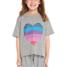 Chaser Kids Stripe Heart Tee in Grey