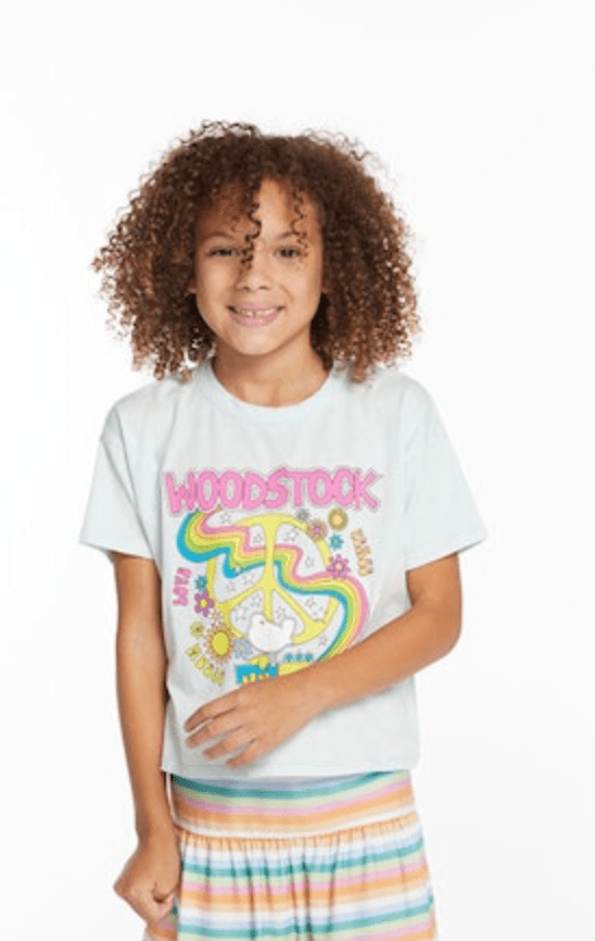 Chaser Kids Woodstock Peace Sign Shirt in Salt Air - Estilo Boutique