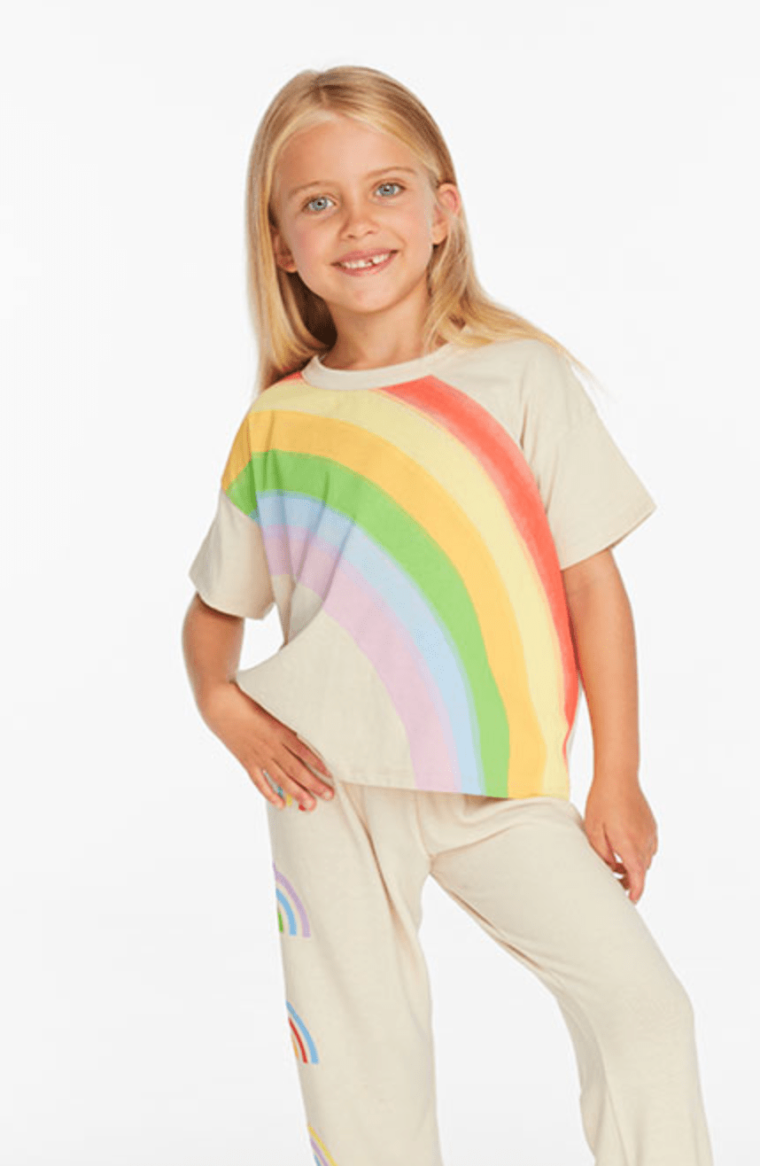 Chaser Rainbow Tee in Oatmeal - Estilo Boutique
