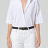 Citizen of Humanity Frances Cropped Cape Button Up in Optic White