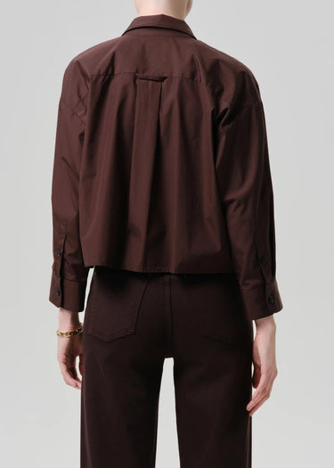 Citizen of Humanity Petit Ami Poplin Shirt in Brun