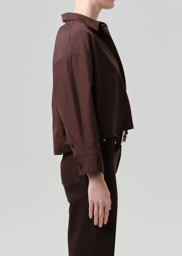Citizen of Humanity Petit Ami Poplin Shirt in Brun