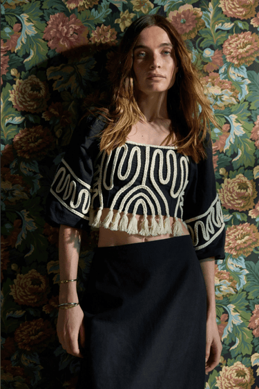 Cleobella Etta Top in Black Ivory