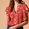 Cleobella Sheenie Blouse in Fiore Rosso Print
