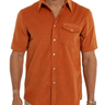 Criquet Short Sleeve Corduroy Pearl Snap Shirt in Burnt Orange
