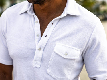 Criquet Terrycloth Players Shirt in White Lotus