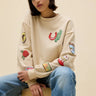 Daydreamer Western Patches Oversized Crew Sweatshirt in Sand