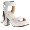 Dee Keller Leah Platform Tie Heel In Beige Suede - Estilo Boutique