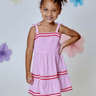 Design History for Girls Tie-Shoulder Smocked Dress in Fuchsia Combo