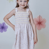Design History Girls Ruffle Smocked Ruffle Strap Dress in Pink Floral