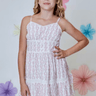 Design History Girls Smocked Waist Dress in Berry Ice
