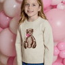 Design History Girls Teddy Sweater in Tan Suede