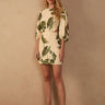 Dress To Beige Folhar Cut-Out Linen Mini Dress in Ivory