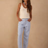 Dress To Blue Balneario Stripes Twill Barrel Pants in Blue