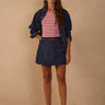 Dress To Denim Belt Loops Balloon Mini Skirt in Denim