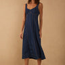 Dress To Denim Topstitching Sleeveless Midi Dress in Denim
