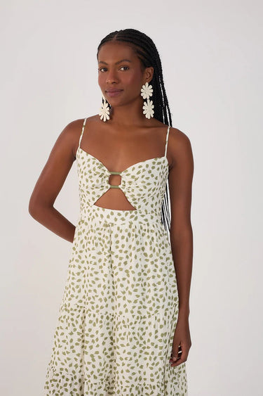 Dress To Folhagem Cut-Out Midi Dress in Off White
