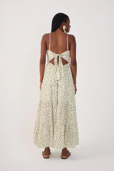 Dress To Folhagem Cut-Out Midi Dress in Off White