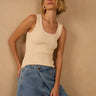 Dress To Pink Brisa Embroidered Sleeveless Top in Beige
