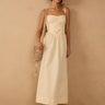 Dress To Waisted Midi Dress in Beige Shell
