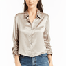 Drew Adelynn Satin Shirt in Pewter - Estilo Boutique