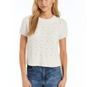 Drew Eloise Cable Short Sleeve Pearl Sweater in Ivory