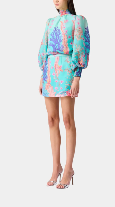 Elliatt Coral Mini Skirt in Blue Multi