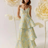 Elliatt Penelope Tiered Gown in Yellow Blue Floral