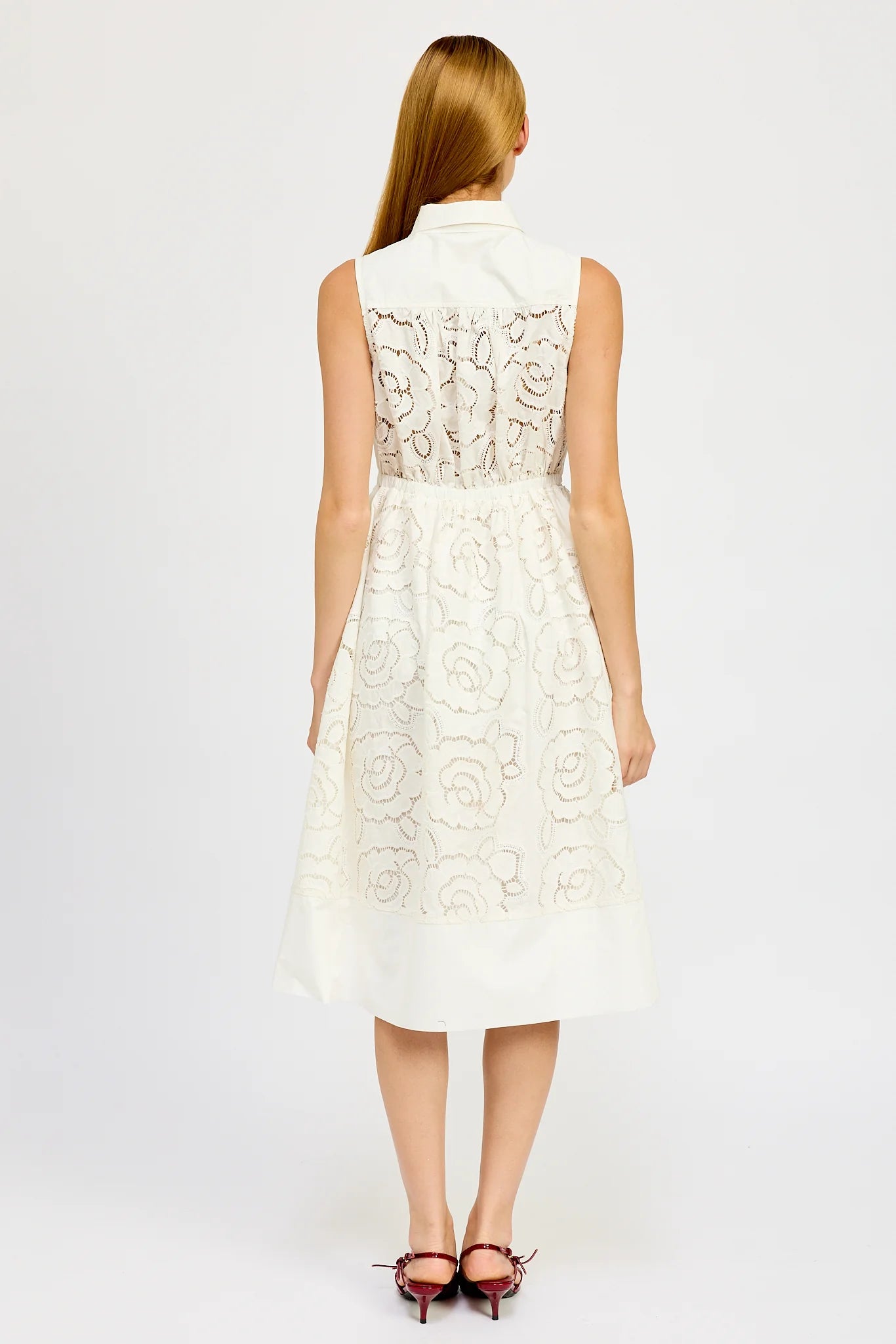 En Saison Chloe Belted Midi Dress in White