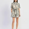 En Saison Holly Mini Dress in White Slate Blue
