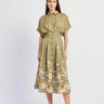 En Saison Yvette Midi Dress in Olive Blue Floral
