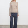Enza Costa Cashmere Easy Cuffed Crew in Khaki