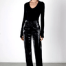 Enza Costa Cashmere Easy Cuffed U Top in Black - Estilo Boutique