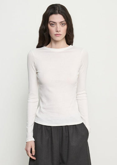 Enza Costa Cashmere Rib Crew in Off White