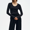 Enza Costa Easy Cuffed U Long Sleeve in Charcoal - Estilo Boutique