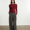 Enza Costa Fluid Jersey Draped Boatneck in Barolo