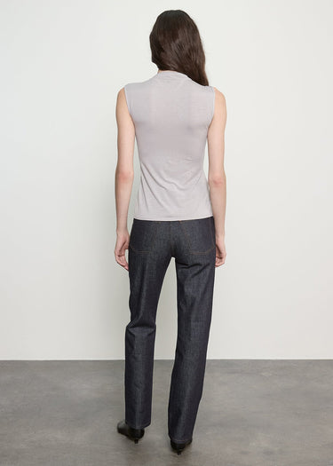 Enza Costa Fluid Jersey Sleeveless Twist Top in Light Grey