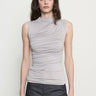 Enza Costa Fluid Jersey Sleeveless Twist Top in Light Grey
