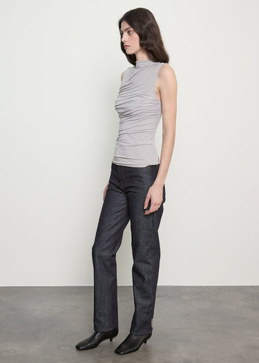 Enza Costa Fluid Jersey Sleeveless Twist Top in Light Grey