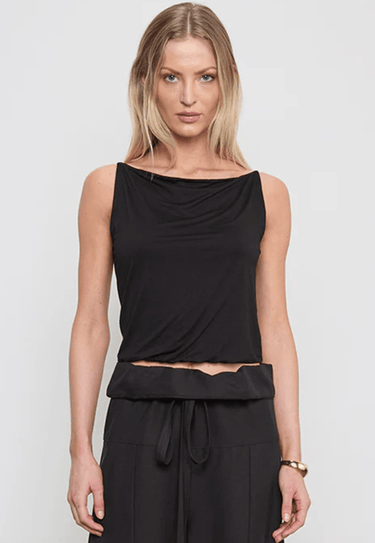 Enza Costa Fluid Jersey Tank in Black