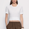 Enza Costa Linen Open Knit Cropped S/S in Off White