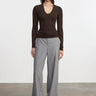 Enza Costa L/S Silk U Rib Top in Coffee Bean