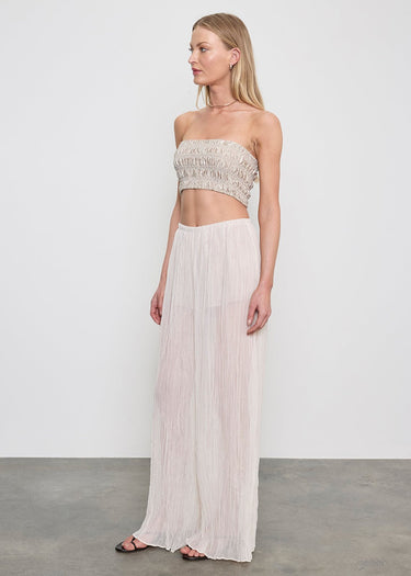 Enza Costa Plisse Palazzo Pant in Champagne