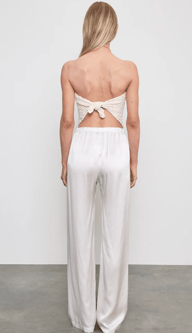 Enza Costa Puckered Lace Scarf Top in Off White